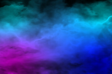 Fototapeta na wymiar Colorful smoke Isolated black background. Smoke steam moves on a black background. Fog texture.