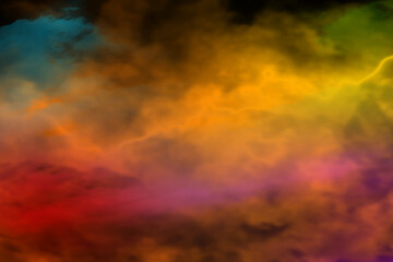Colorful smoke Isolated black background. Smoke steam moves on a black background. Fog texture.