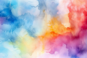 Texture Colorful Rainbow Watercolor Irregular Fills On Paper Created Using Artificial Intelligence