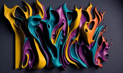 Colorful 3d liquid posters splash explosion