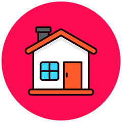House icon with colorful design in red circle shape 