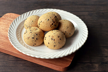 Mochi bread on a white plate