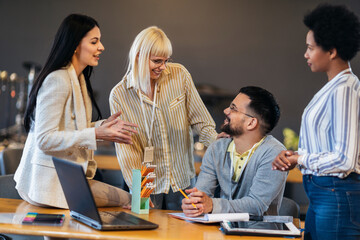 Modern business team discussing new ideas at the office. Business people on meeting in modern office.