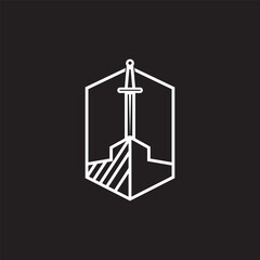 sword monument logo icon illustration.