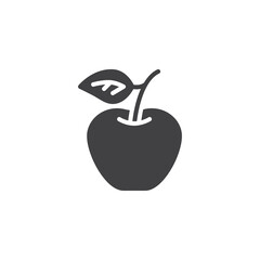 Obraz premium Apple with leaf vector icon