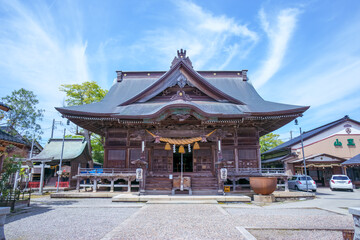 石川県七尾市の大地主神社を参拝する風景 View of the Ootokonushi Shrine in Nanao City, Ishikawa Prefecture, Japan.