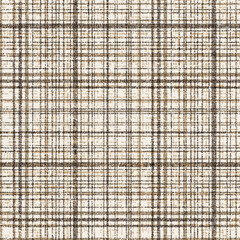 Seamless brown theme and cream farmhouse style checks texture. Woven linen cloth pattern background.textile check texture background pattern. spring summer colours check texture.