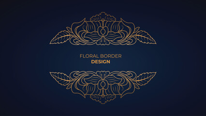 Decorative Floral gold border . Vintage calligraphic corners and borders. ornamental Border, ornaments. Wedding frame, invitation card, menu, picture borders, deco dividers. Vector art Design.