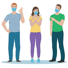 masked boys and girl protected from virus disease