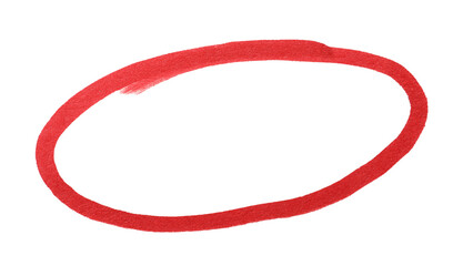 Ellipse drawn with red marker on white background, top view