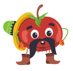 Mexico funny character, tomato wearing clothes
