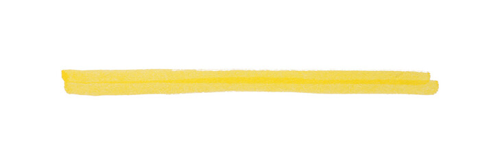 Strip drawn with yellow marker isolated on white, top view