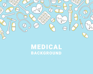 medical background with elements of traditional medicine arranged on top