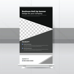 Business Roll-Up Standee Design. Banner Template, pop-up stand, Trending banner design for your company