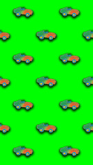 pattern with the image of a painted car. A template for superimposing something on top of something. Vertical image.