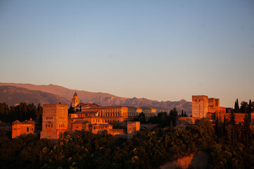Sunset over the Red Palace, Alhambra, Granada, Spain