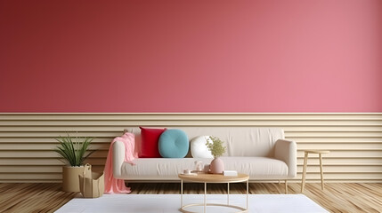 Fototapeta na wymiar Interior home design. Minimalistic living room decoration. AI generated.