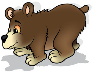 Adorable Brown Teddy Bear with Yellow Eyes on All Fours