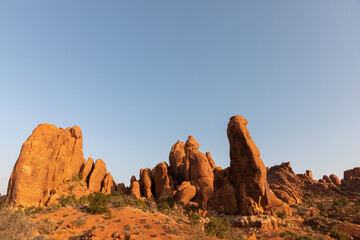 Rock Formations at Arches National Park at Sunset