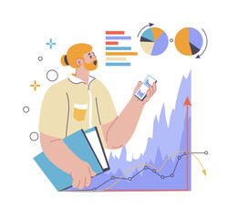 Business growth and statistics presentation vector