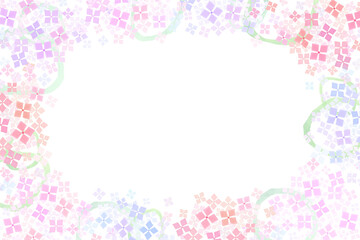 ピンクとパープルのアジサイの花のフレーム背景