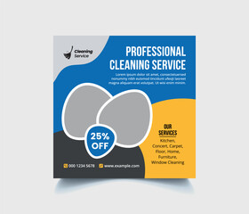 Cleaning services social media instagram post template design