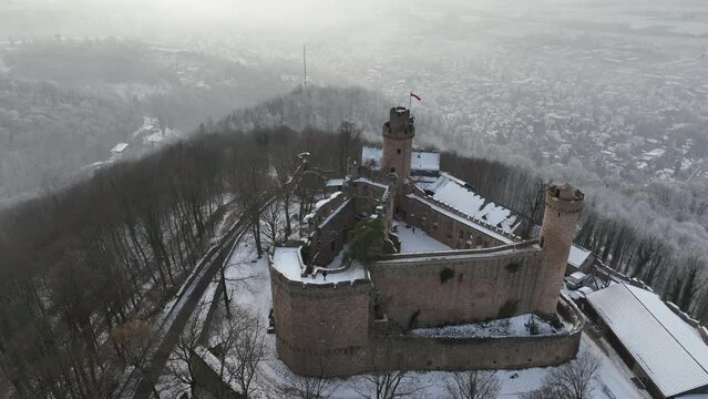 Aerial view, Auerbach Castle, Bergstrasse, Bensheim, Hesse, Germany
