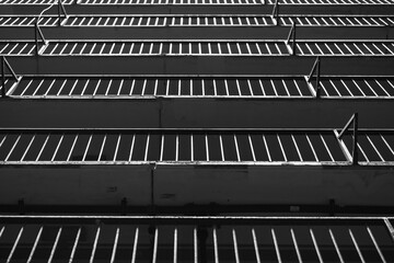 Abstract Geometry Images of Building Facade. Low cost flat architecture. Low angle view. Black and white architecture abstract