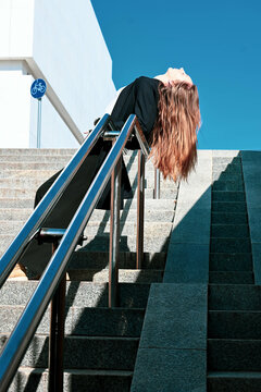The delightful hair of the white young lady