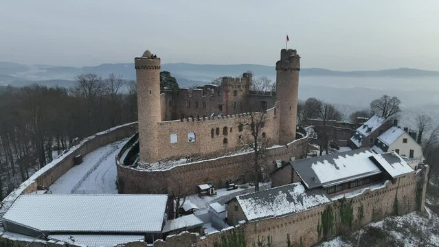Aerial view, Auerbach Castle, Bergstrasse, Bensheim, Hesse, Germany