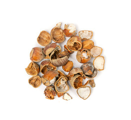 Spoiled Nuts, Mold on Nut Shells, Low Quality Toxic Products, Improper Storage, Spoiled Hazelnuts Isolated