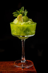 lime sorbert on the wooden background