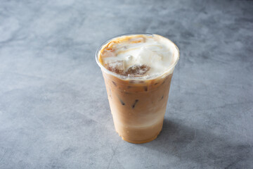 A view of a Vietnamese coffee latte.