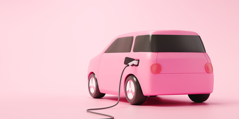 Electric car on charging station. home charger station, battery charging, Vehicle is being charged. 3d render illustration