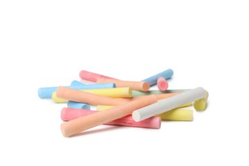 Color chalk isolated on white background, PNG