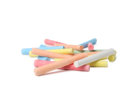 Color chalk isolated on white background, PNG
