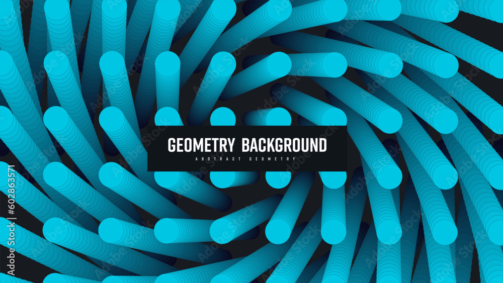 Aufkleber vector illustration in dynamics, abstract background with round blue elements, shape blend 3d, sound