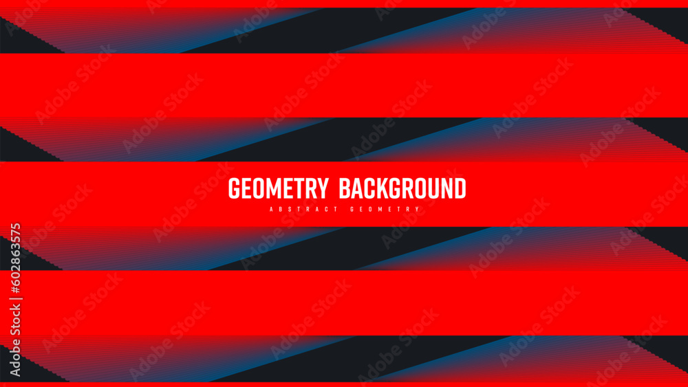 Poster Vector abstract background with red gradient horizontal lines, shape blend 3d, geometric wave elements on a black backdrop.