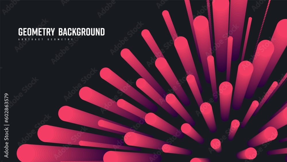 Aufkleber Vector abstract background with round pink gradient sound waves of different sizes, geometric shape blend 3d.
