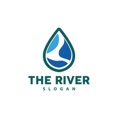 River Logo Design, River Creek Vector, Riverside Illustration With A Combination Of Mountains And Nature, Product Brand