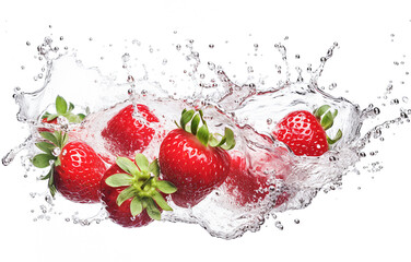 AI generative. Fresh strawberries with water splash