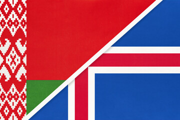 Belarus and Iceland, symbol of country. Belarusian vs Icelandic national flags