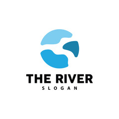 River Logo Design, River Creek Vector, Riverside Illustration With A Combination Of Mountains And Nature, Product Brand