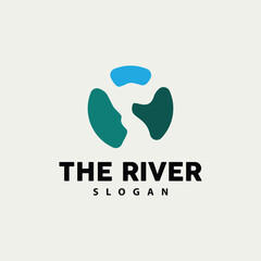 River Logo Design, River Creek Vector, Riverside Illustration With A Combination Of Mountains And Nature, Product Brand