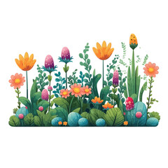 flowers and grass garden style 1