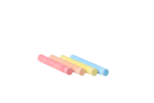 Color chalk isolated on white background, PNG