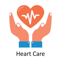 Heart Care vector Flat Icon Design illustration. Medical and Healthcare Symbol on White background EPS 10 File