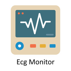 Ecg Monitor vector Flat Icon Design illustration. Medical and Healthcare Symbol on White background EPS 10 File