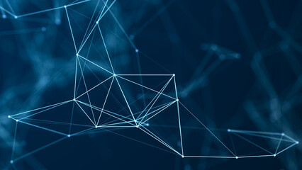 Abstract illustration with connected dots and lines. Digital network background. The concept of science, technology. 3D
