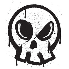 Vector graffiti spray paint angry skull sign isolated vector illustration